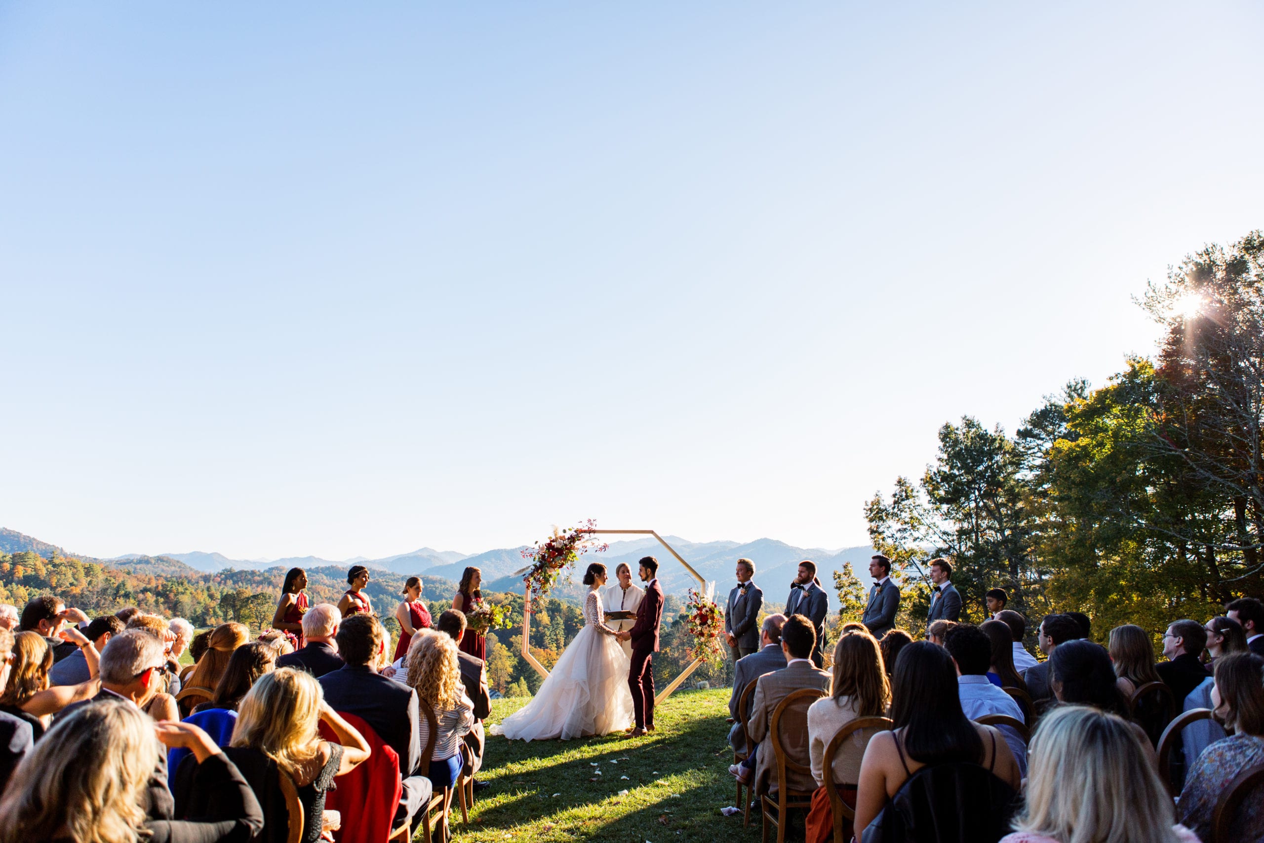 A gorgeous wedding view for the ceremony at the Ridge wedding Venue in Asheville NC