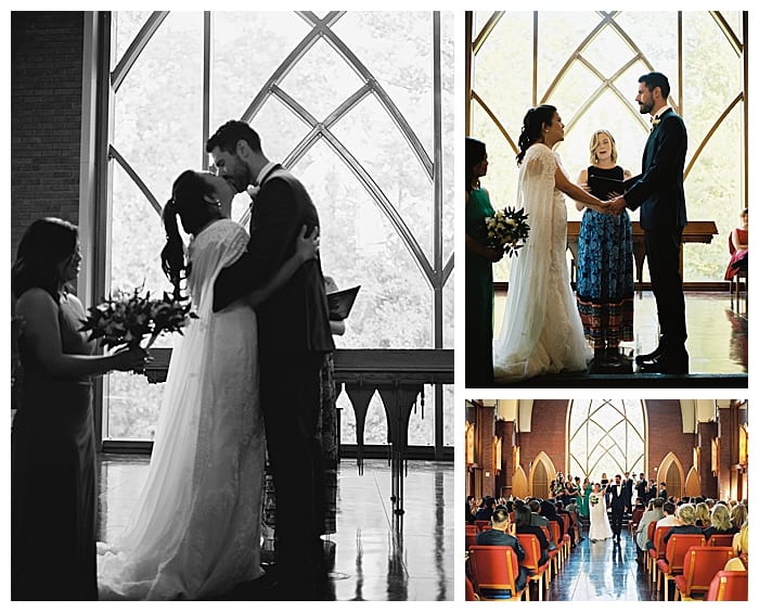 A wedding ceremony in the chapel at agnes scott college wedding venue