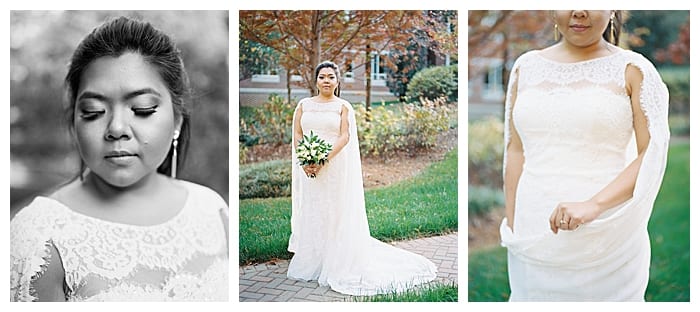 Gorgeous bridal portraits in the garden behind the Julia Thompson Smith Chapel at Agnes Scott College wedding venue in Decatur