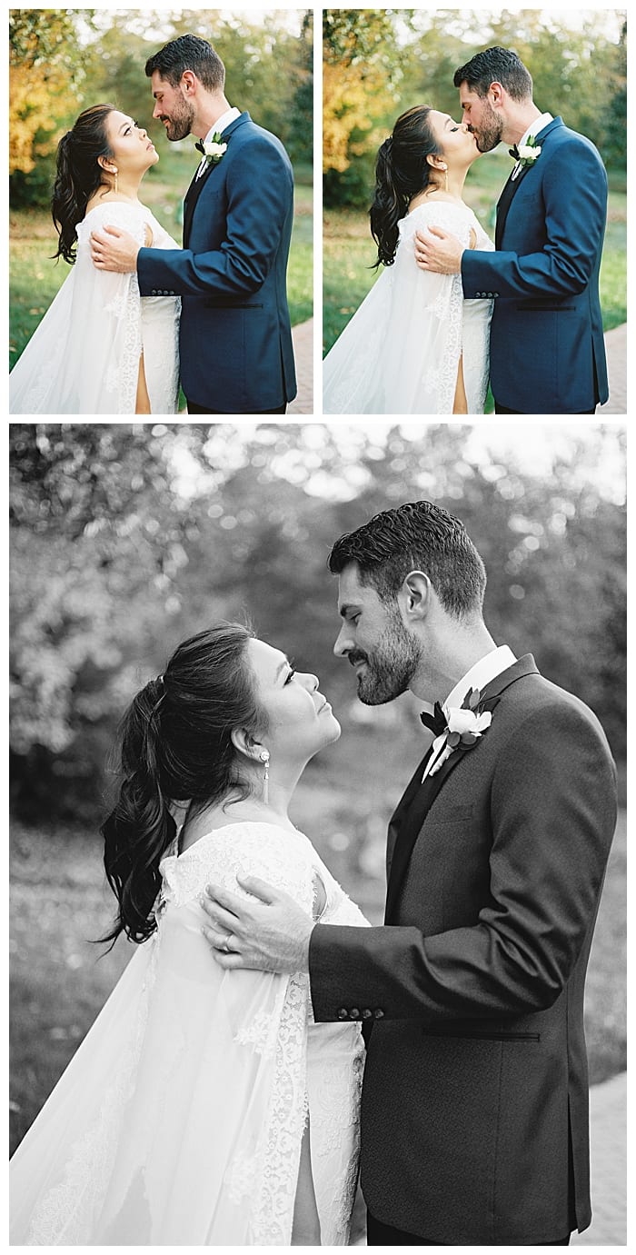 This couple's portraits show they're truly in love as a walk through the gardens at agnes scott college after the wedding