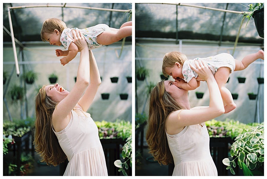 Here's a sweet spring family photo ideas at a green house in Buford, GA. 