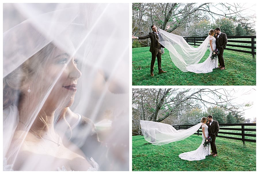 Who doesn't love a floating veil shot? From a gorgeous winter wedding at the Cherry Hollow Farm just outside of Atlanta