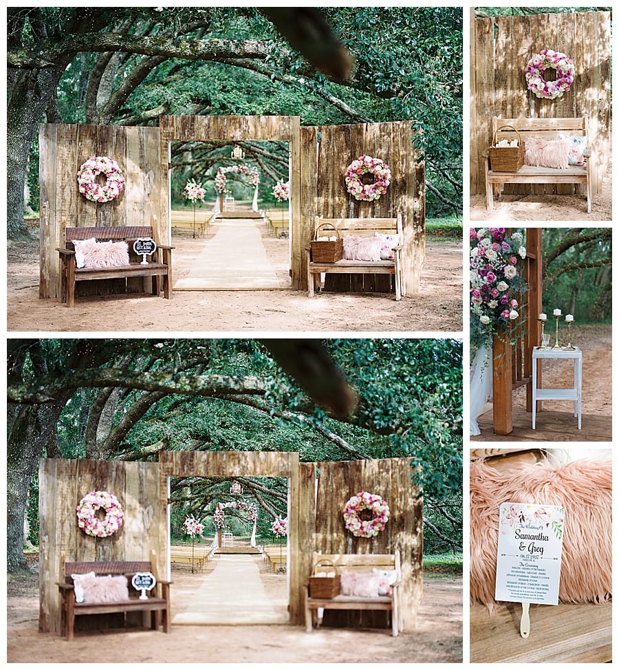 Gorgeous wedding details ate the Oak Hollow Farm ceremony space!