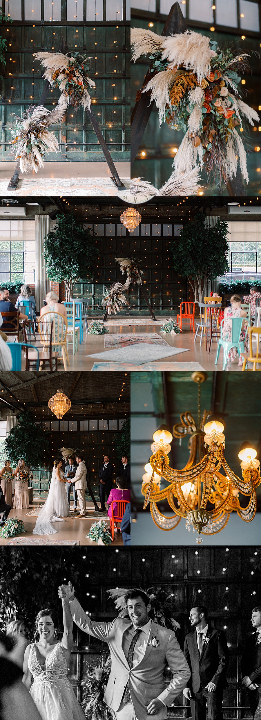 Ivory and Beau florist and ceremony details at the Soho South Cafe for boho and industrial wedding style