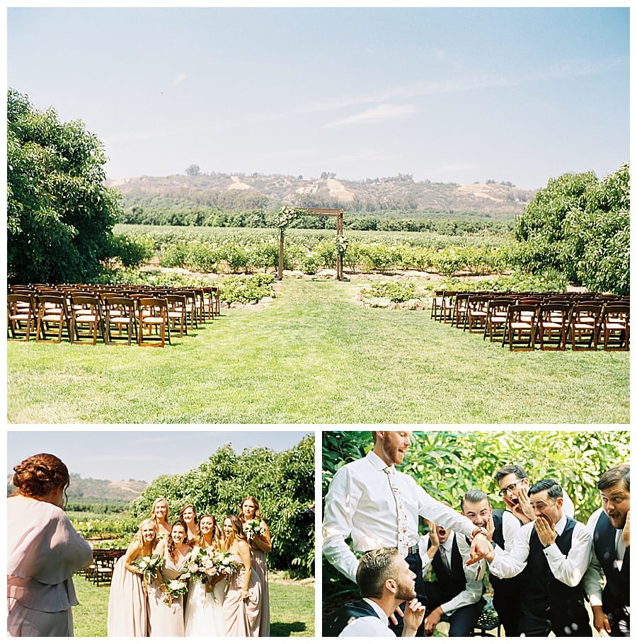 Bridal party photos and Ceremony space at the Gerry Ranch and fruit grove in California